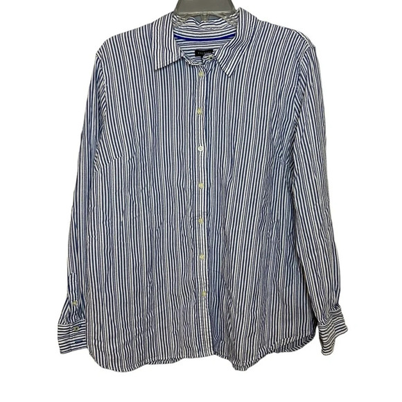 Talbots shirt button down shirt stripes blue white size XL - Picture 1 of 11